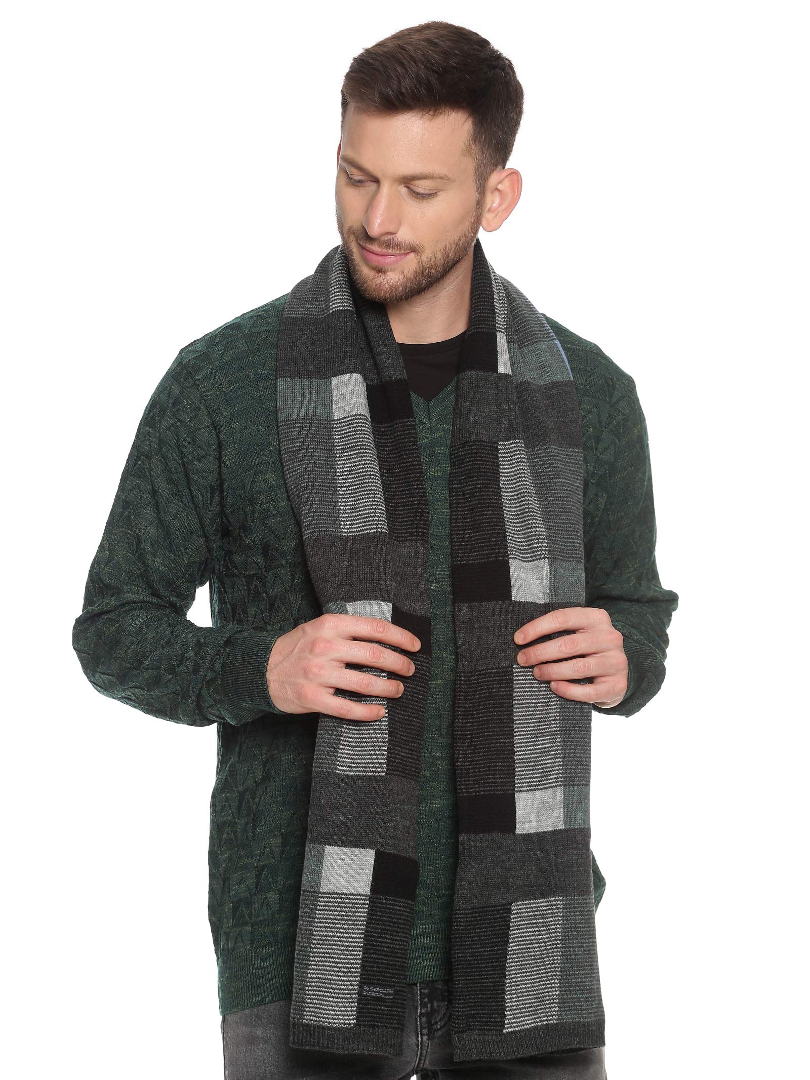 Men Acrylic Woolen Color Block Casual Warm Winter Wear Muffler Scarf Stole,MEN203_P-image-25