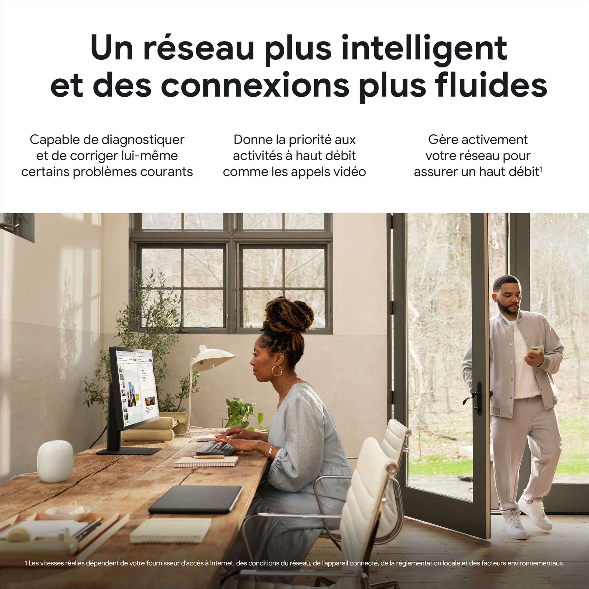 Nest Wifi Pro – Wi-Fi 6E – Système Wi-Fi fiable pour la maison avec un débit rapide et dans chaque pièce – Routeur pour réseau maillé – Neige