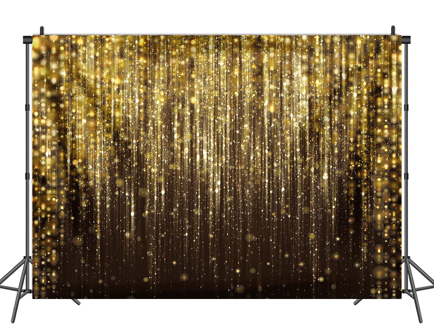 Toile De Fond Photo Anniversaire – Ballons Noirs Et Dorés Paillettes – 2,4 X 1,8 M – Vinyle Mat Anti-reflets – Pour Fête, Studio