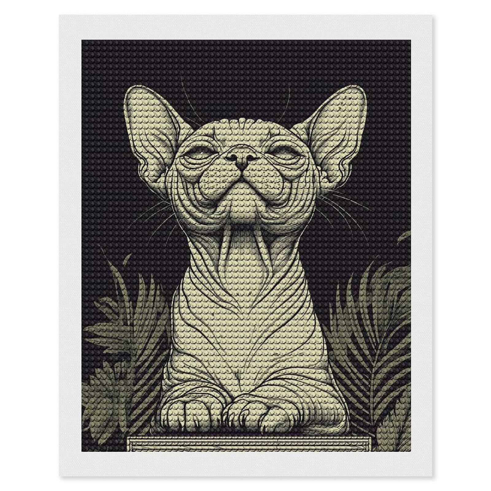 Junmoney Smiling Sphynx Cat Diamond Painting Set 16"x20", Full Kit Included, Sparkling Round Gems, Farmhouse Decor, Festive Craft Gift