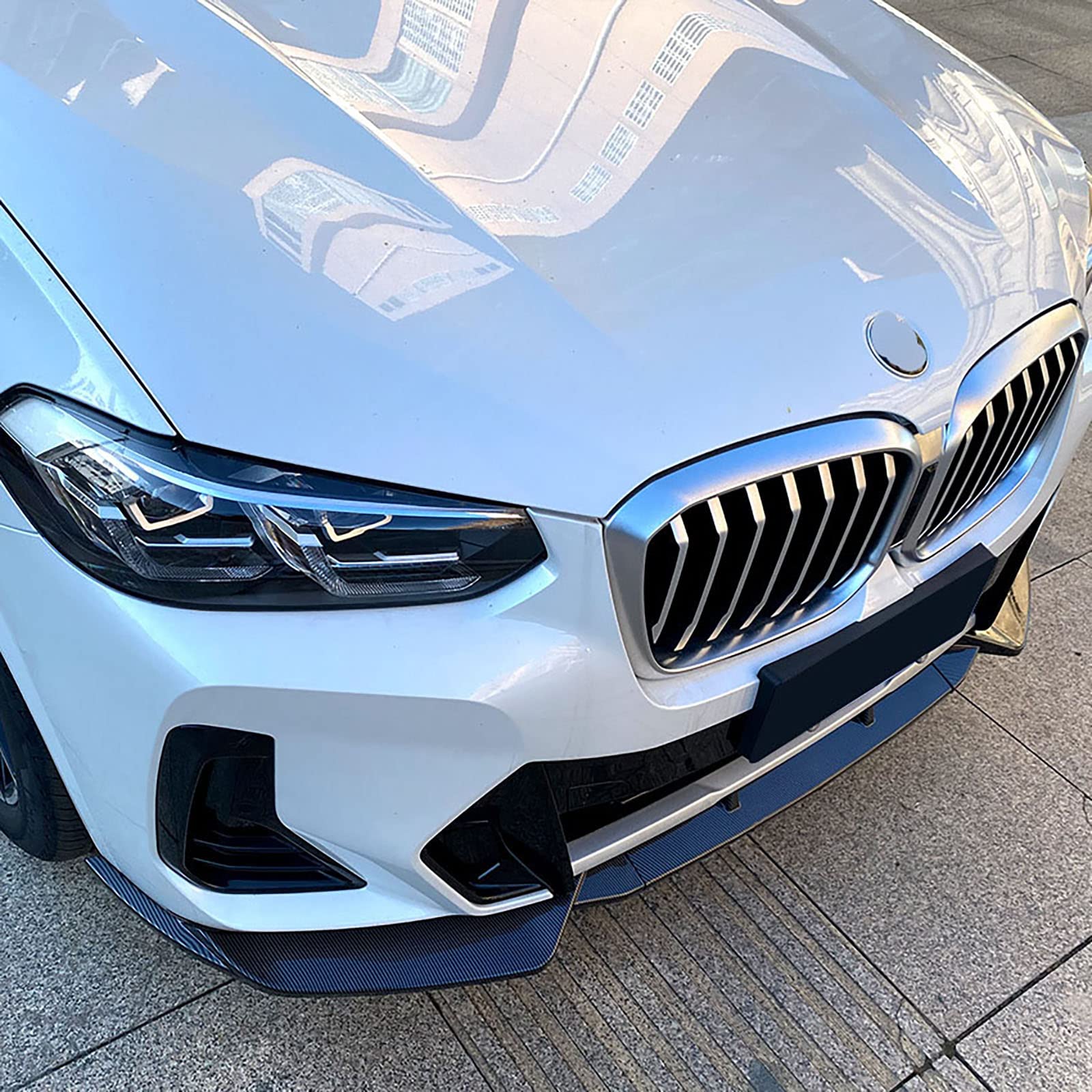 Car Front Shovel Lip Splitter Spoiler für BMW X3 G01 X4 G02 M Pack Late 2022+, Chin Bumper Diffusor Body Dekorativer Schutz Styling Zubehör,Carbon Fiber Look