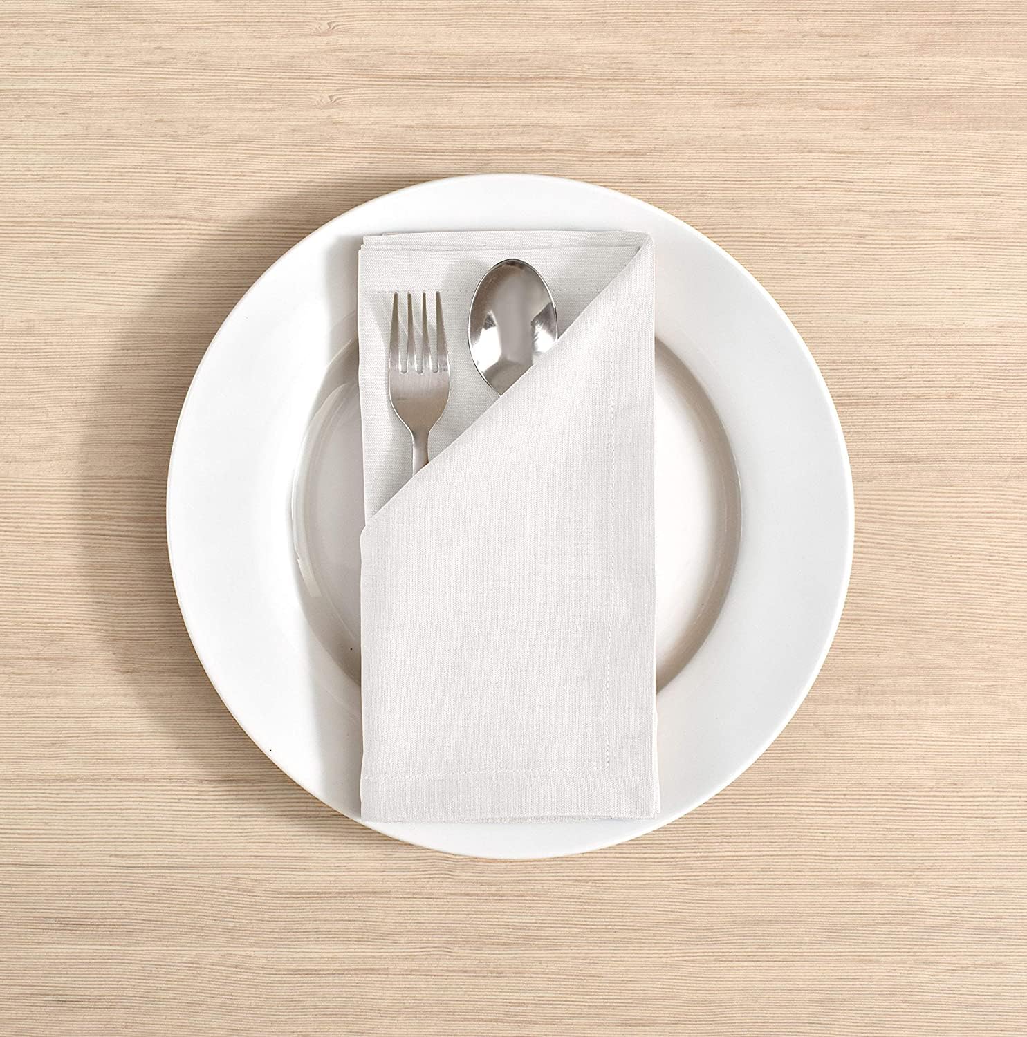 TARAN LIVING Servilletas de Tela Blanca 100% algodón Suave, Lavables, para Fiestas, Manualidades, decoración de Granja, Juego de 12, 18 x 18 Pulgadas
