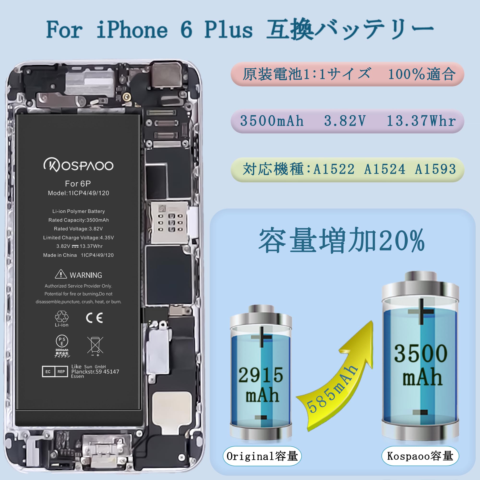 iPhone6 Plus A1524 64GB バッテリー最大容量82%