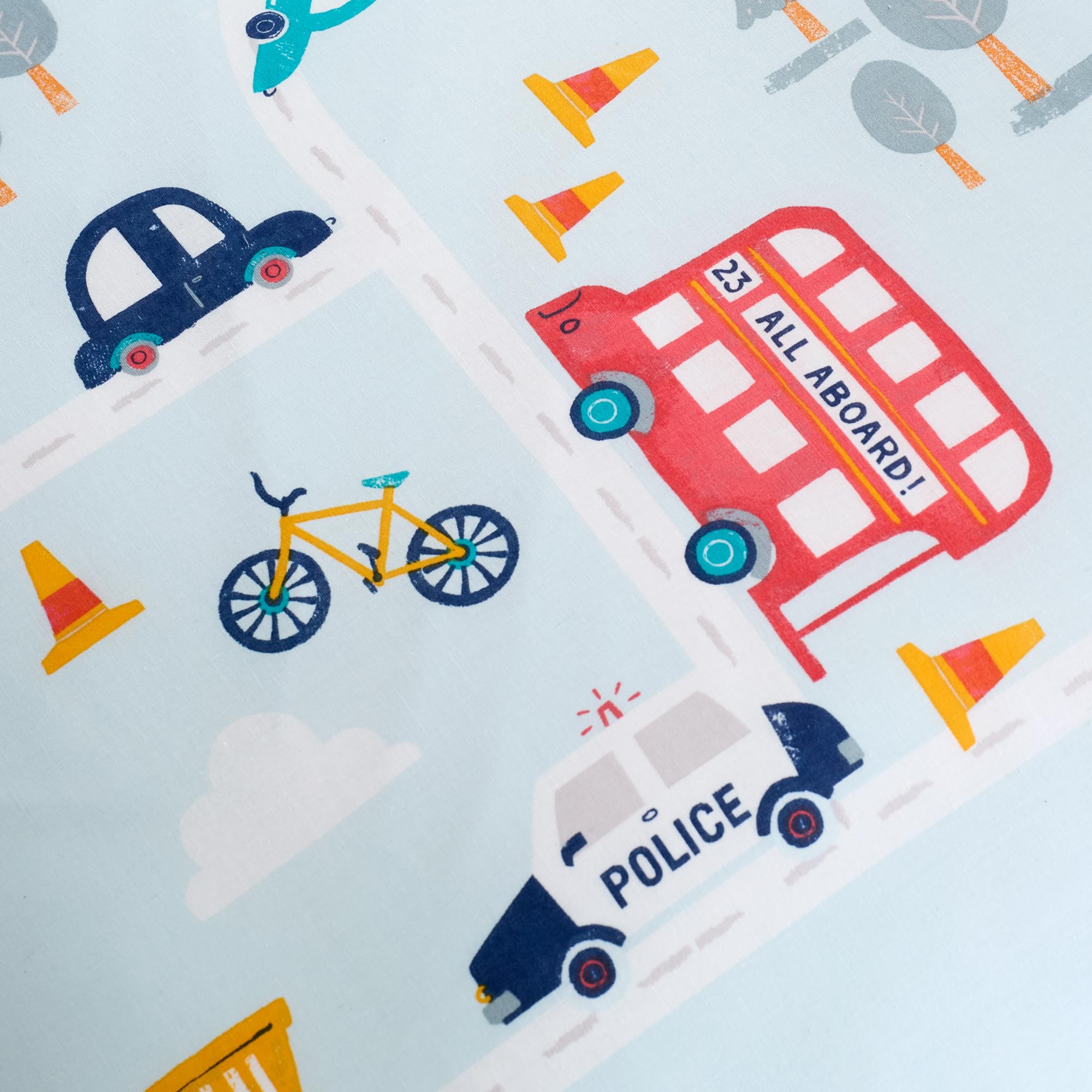 Happy Linen Company Sacco A Pelo Reversibile Per Bambini Con Motivo Auto Su Strada | 155x65 Cm, Imbottito, Con Borsa, Per Pigiama Party E Campeggio, Blu