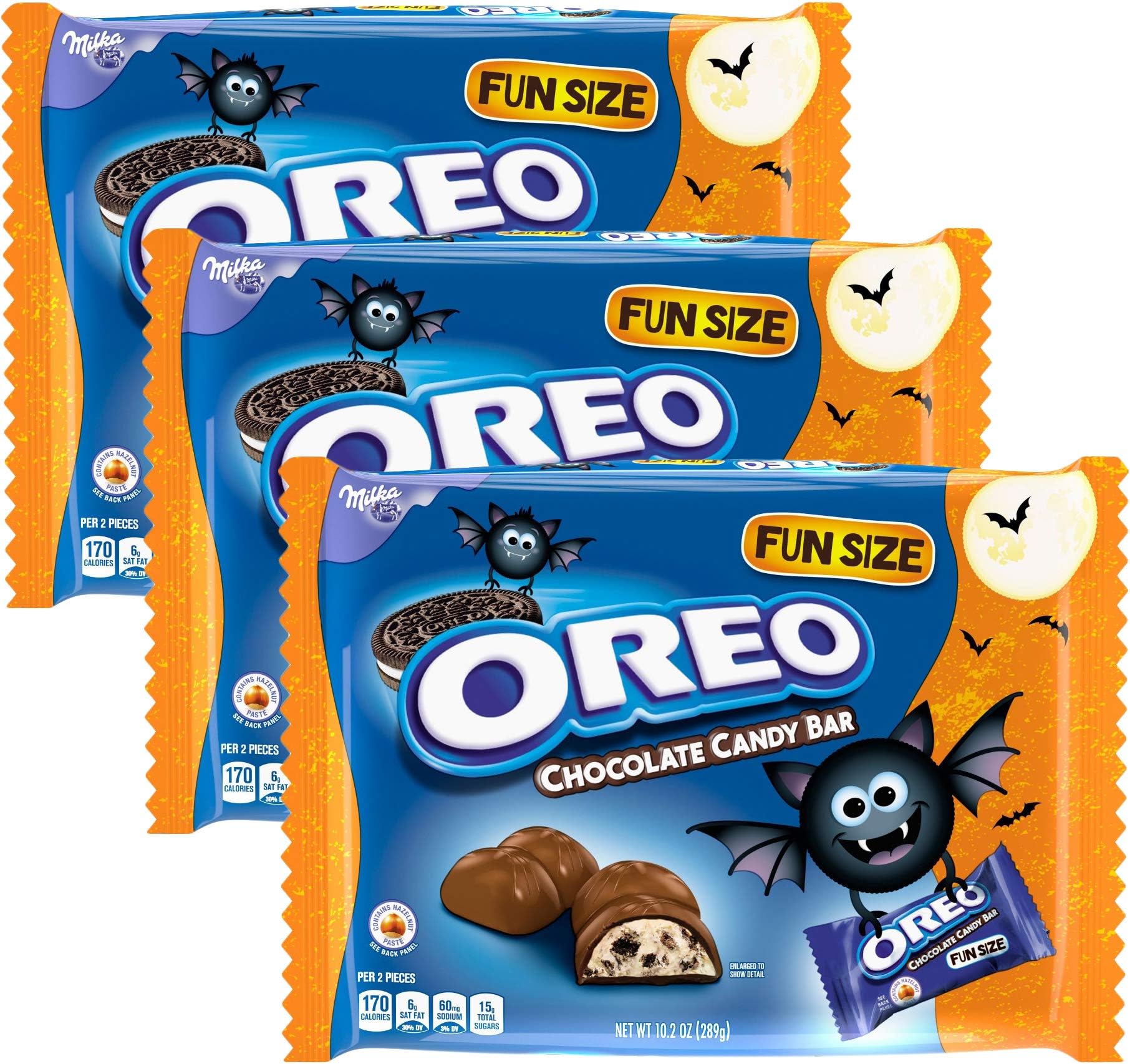 Oreo Fun Size Chocolate Candy Bar - Milk Chocolate - Halloween Chocolates Assortment Variety Pack Snack Candies Size 10.2 Ounces