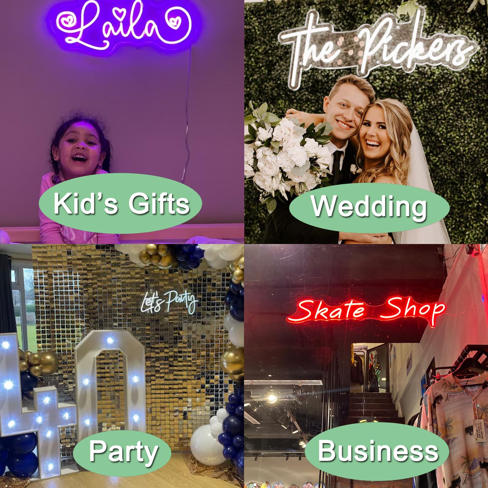 Neon Leuchtschild Personalisiert, Personalisiert LED Leuchtschilder, Leuchtschild USB RGB für Wanddekoration Schlafzimmer HHochzeit Geburtstag Aktivität Unternehmen Bar Lichtzeichen (30-150 cm)