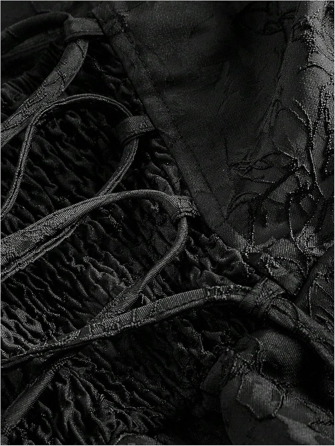 OYOANGLE Women's Floral Jacquard Halter Bow Dress Open Back Sleeveless Ruffle Short Dresses