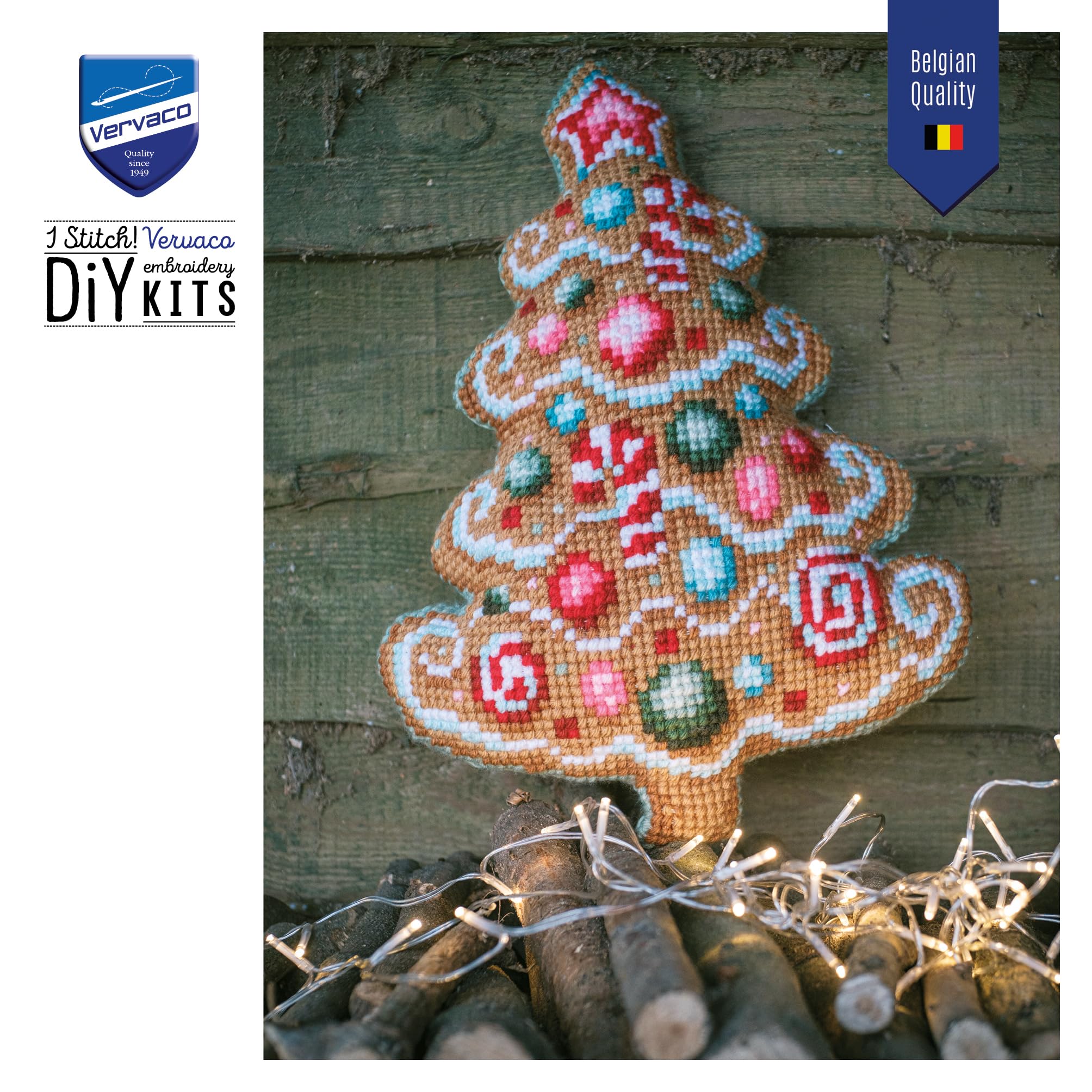 VERVACOZestaw do Haftu Krzyżykowego Poduszka z TyłemŚWIĘTA Kanwa z Nadrukiem 36 x 52 cm Gruba Włóczka Akrylowa Zrób to Sam Dekoracja Domu DIY Cross Stitch Kit