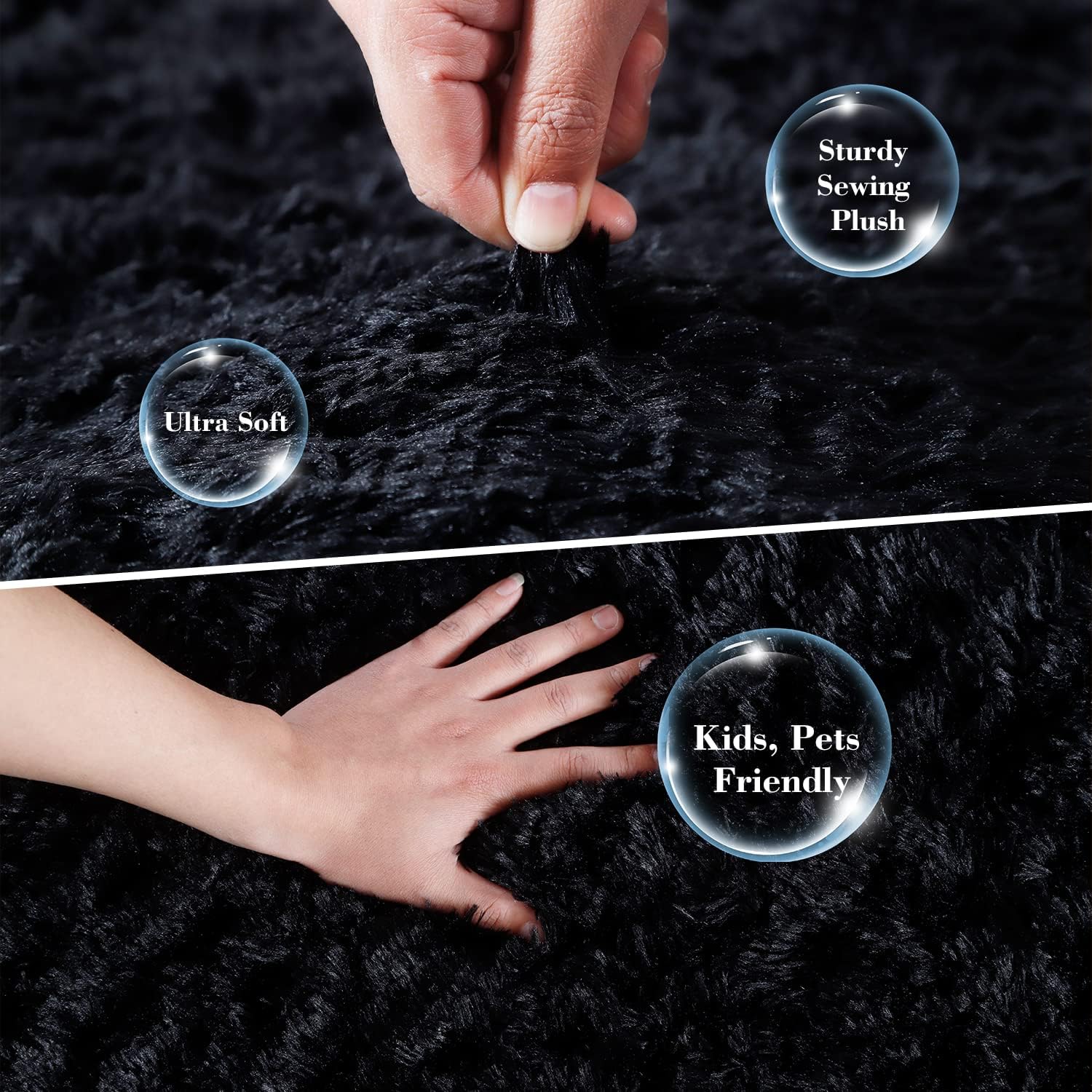 Ultra Soft Black 5' x 7' Shag Area Rug