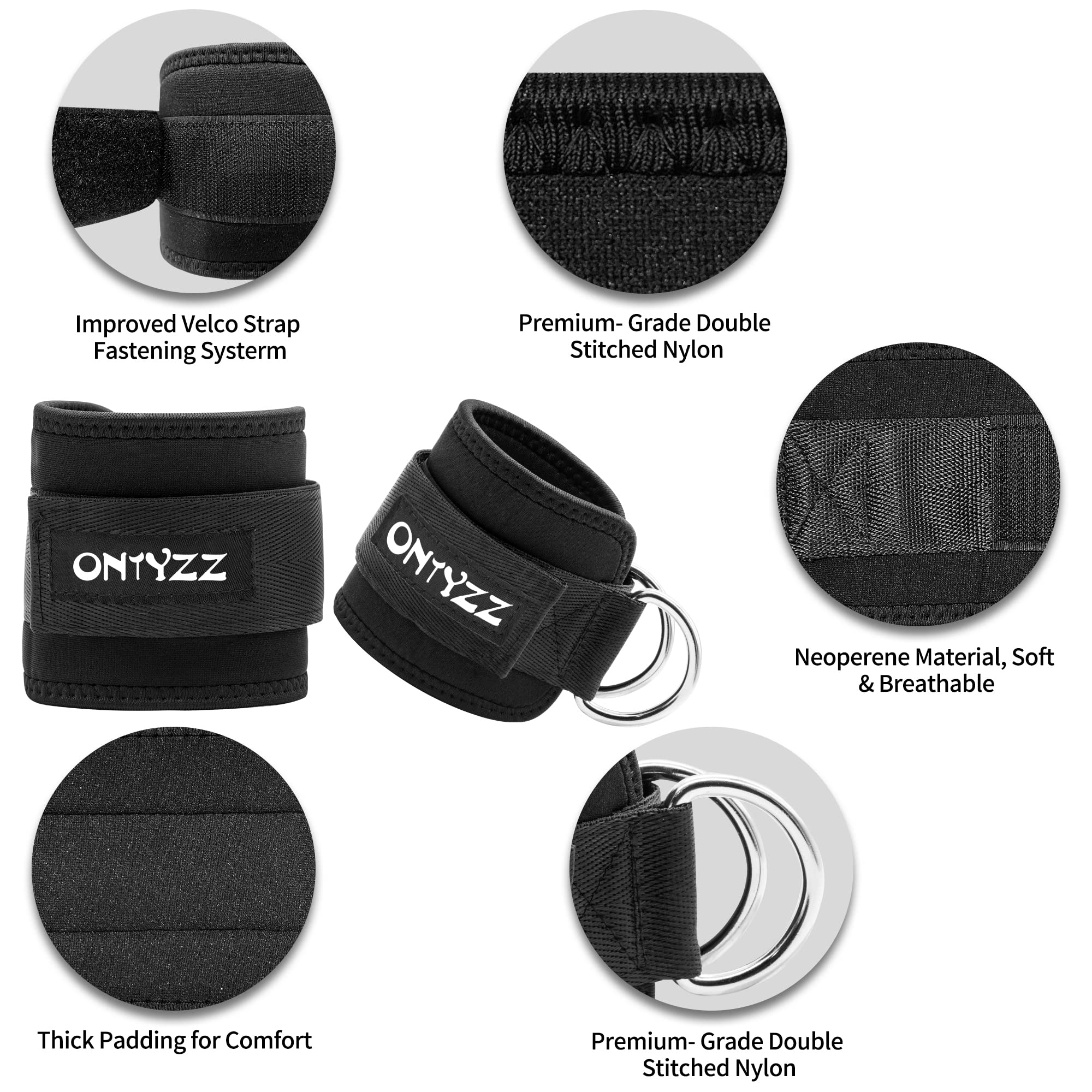 2 Pièces Sangles Cheville Musculation Rembourrées, Anneaux en D Réglables pour Fitness et Entraînement Jambes, Noir - Sport 2 Pièces Sangles Cheville Musculation Rembourrées, Anneaux en D Réglables pour Fitness et Entraînement Jambes, Noir - Sport