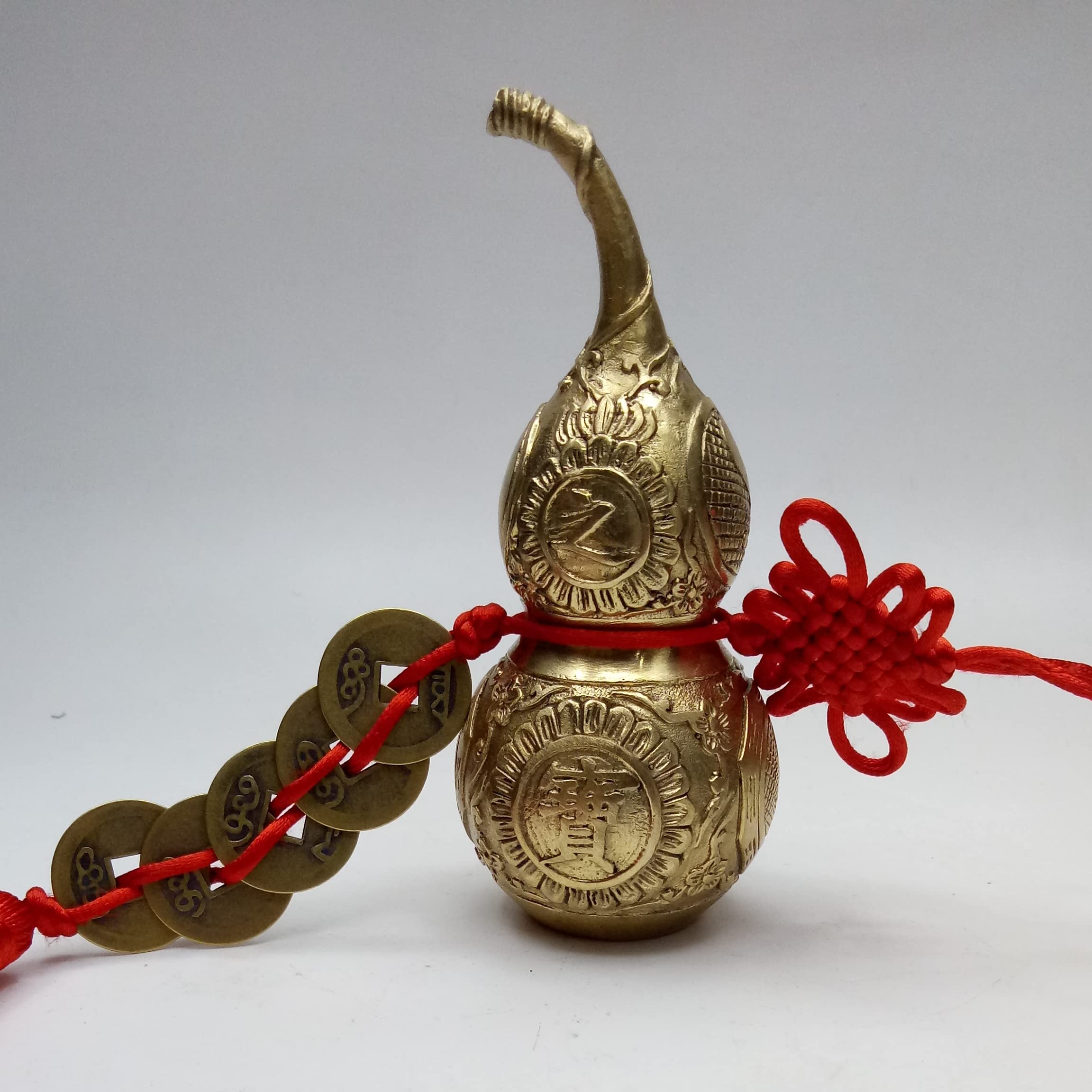 Tyenaza Zucca d'ottone Wu Lou Feng Shui Ornamento di