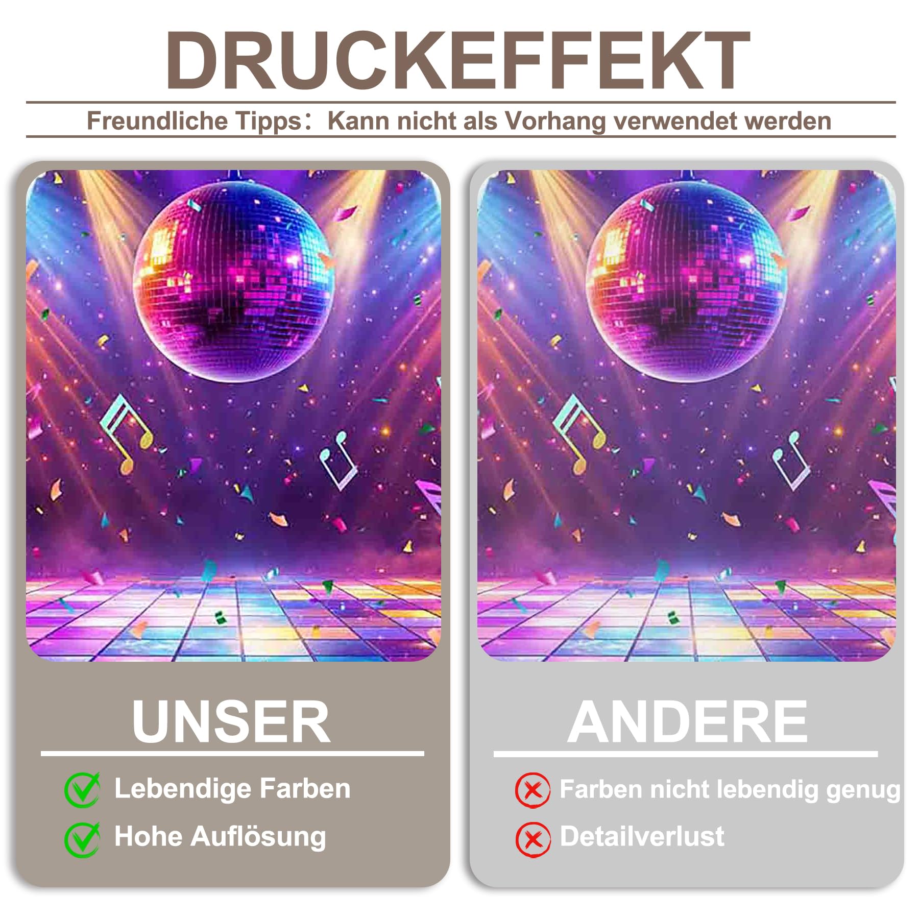 Luminora 3x2,4 m Hintergrund Discokugel Club Bühne 70-90er Musik Tanz