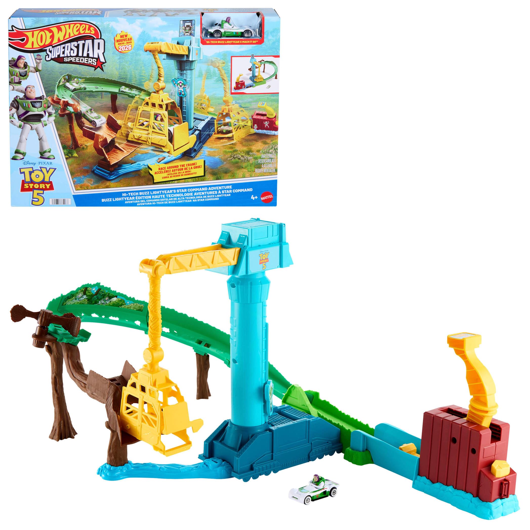 Hot Wheels Disney y Pixar Aventura Espacial de Buzz Lightyear | Inspirado en Toy Story 5, Hot Wheels Pista Superstar Speeders, JLH42