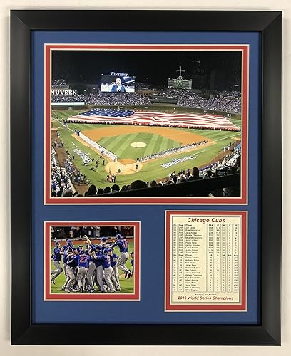 Legends Never Die Chicago Cubs - Serie Mundial 2016 - Wrigley Field - Fotos enmarcadas de doble mate de 12 x 15 pulgadas