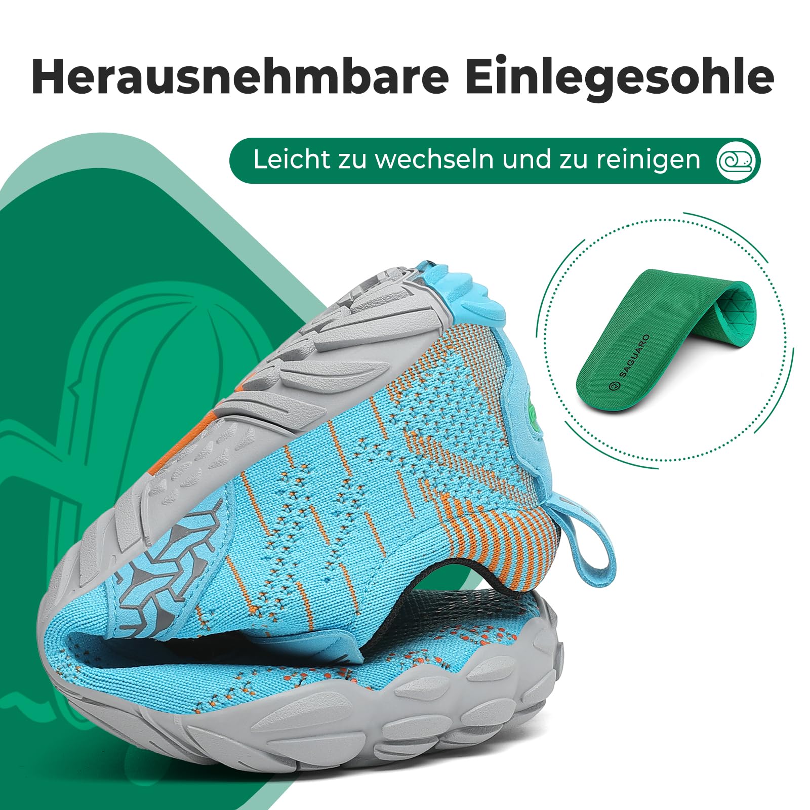 SAGUARO Knit Barfußschuhe rutschfest Barfuss Schuhe Damen Herren Mit Zero-Drop Solhe Gr.36-48