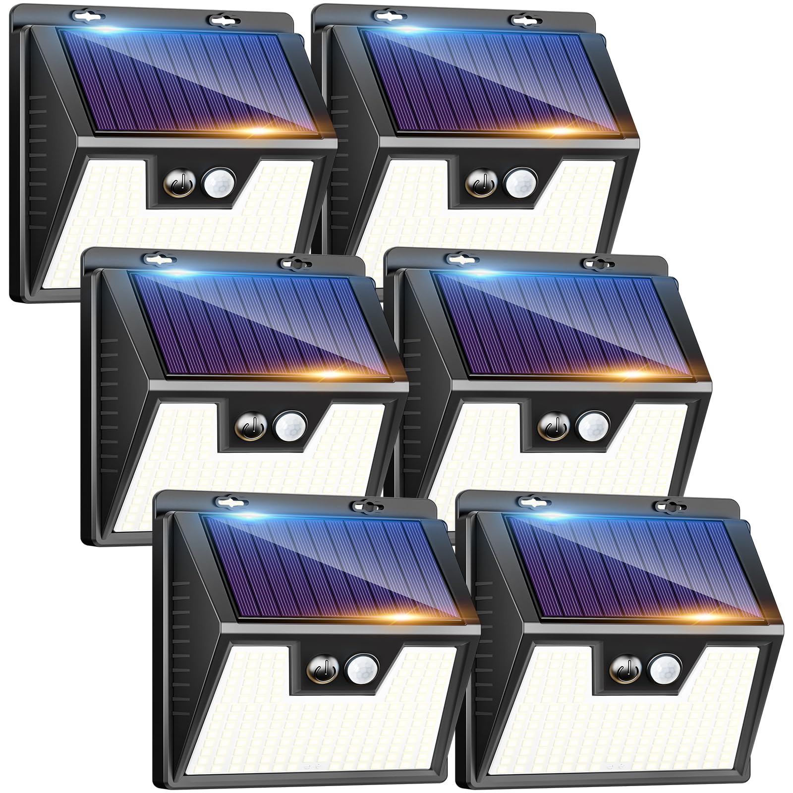 6 Faretti Solari LED Esterno - Con Sensore Movimento, IP65 Impermeabile | Per Giardino, Garage - Foto 5