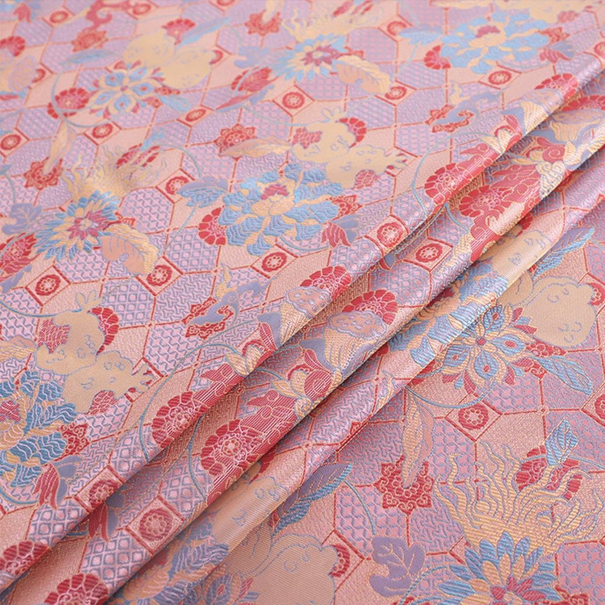 Generic Tkanina, Tkanina Brokatowa Wzór Piwoni Granatu Nadrukowane Tkaniny Cheongsam Vest Fabric/Różowy/1,5 * 1M