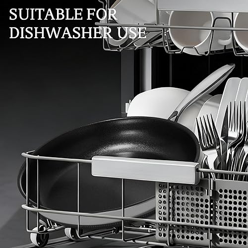 Miniatura 7 de KITEXPERT Sartenes antiadherentes con tapa, sartén de cerámica de titanio de 8 pulgadas, sartén antiadherente de acero inoxidable, sin PFAS PFOA y