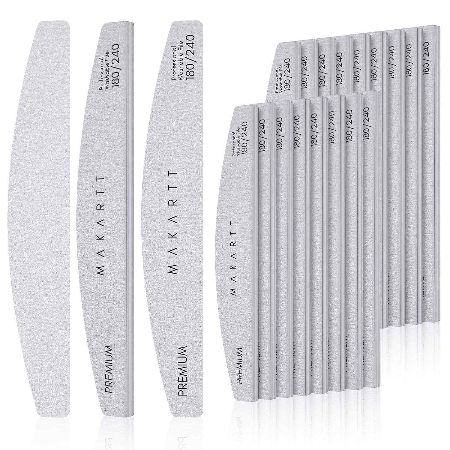 Makartt Nail Files: 180/240 Grit Emery Boards for Nails, 20pcs Professional Dual-Sided Fingernail Files for Natural Nails Prep & Buffing, Reusable Nail Care Manicure Set for Salon & Home Use Makartt Nail Files: 180/240 Grit Emery Boards for Nails, 20pcs Professional Dual-Sided Fingernail Files for Natural Nails Prep & Buffing, Reusable Nail Care Manicure Set for Salon & Home Use