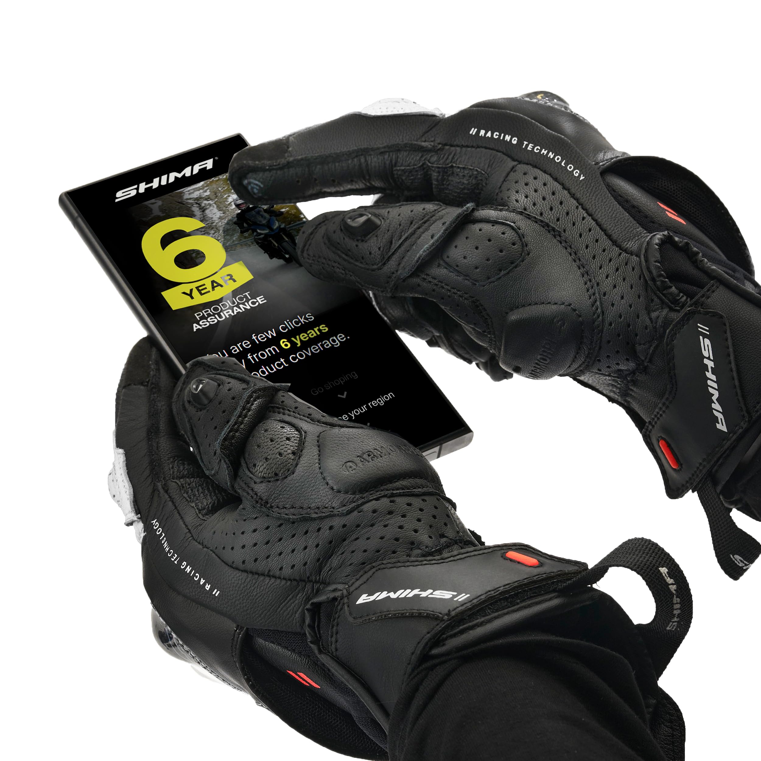 SHIMA XRS-3 Motorrad Handschuhe Herren Leder Kurze Sport Motorradhandschuhe Schutz Touchscreen Stadt Lederhandschuhe Motorcycle Belüftet Verstärkt Perforiertes Leicht (Herren, Weiß, 3XL)