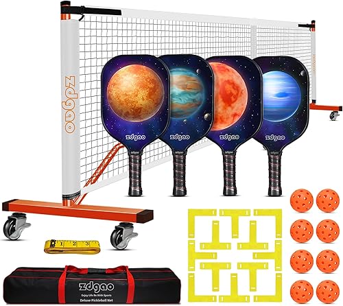 Zdgao Pickleball Set with Net for Driveway, 22 FT Regulation Size Pickle Ball Net Set with Pickleballs, Court Markers and Carry Bag, Steady Metal
