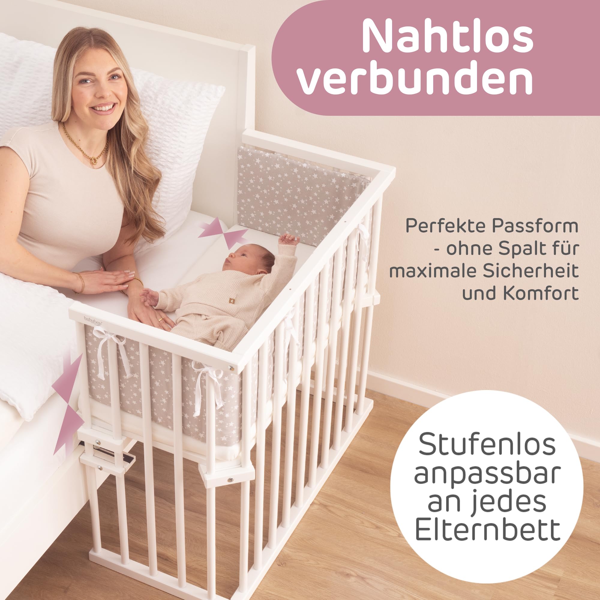 babybay Midi Beistellbett weiß lackiert Matratze Classic Soft