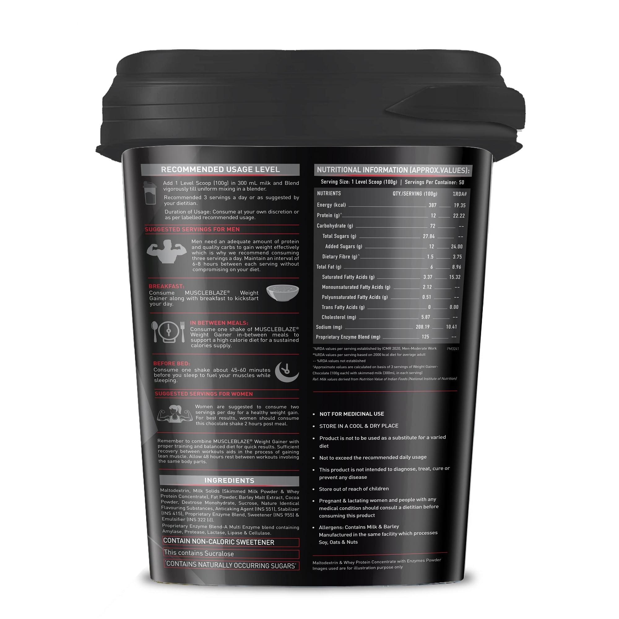 MuscleBlaze Weight Gainer Powder, Chocolate, 5kg (11lbs) — Amazon image 2