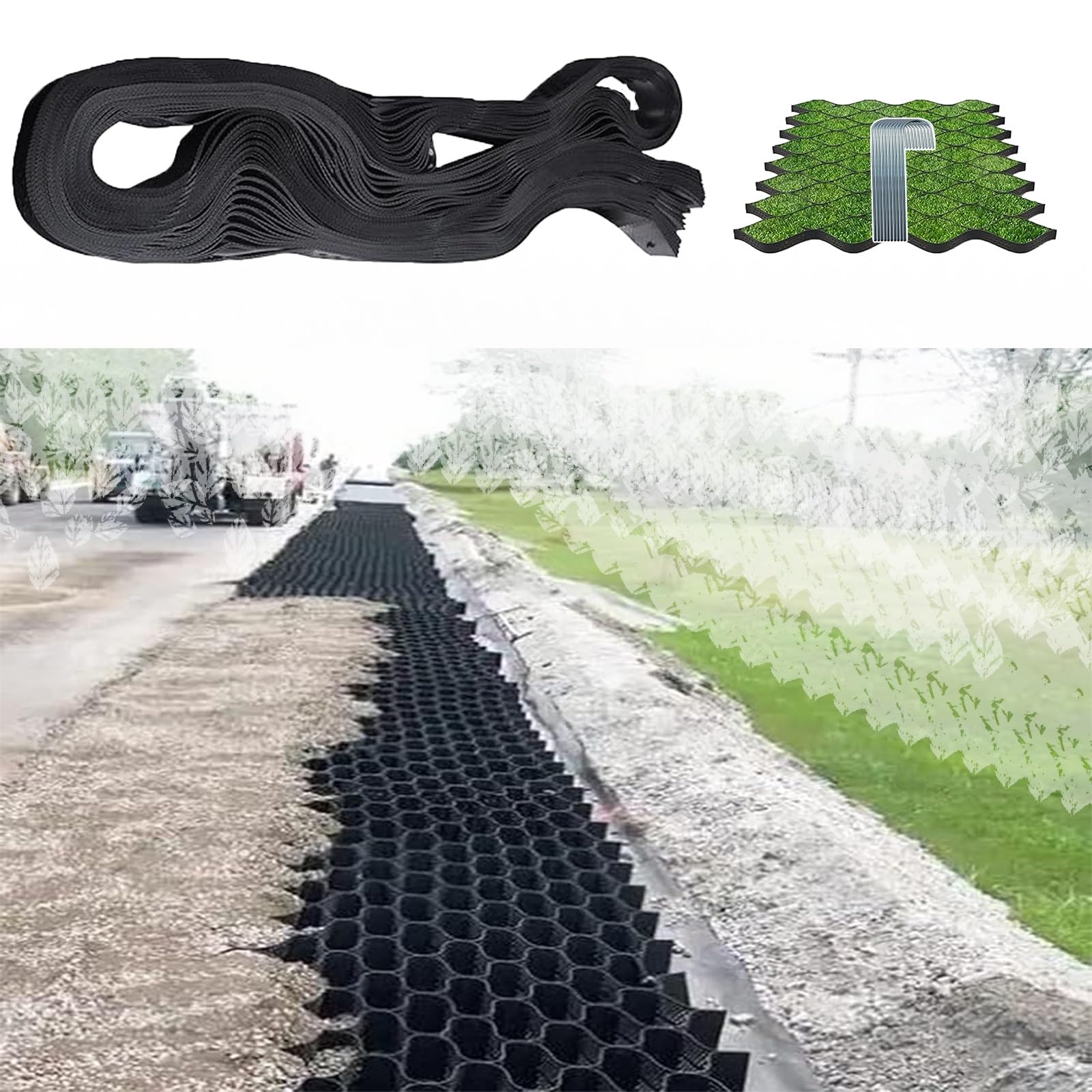 Rejilla estabilizadora de suelo de grava de 11 x 26 pies, retenedor de 4 pulgadas para control de lodo y prevención de erosión, ideal para jardín, paisajismo, estacionamientos, entradas y áreas
