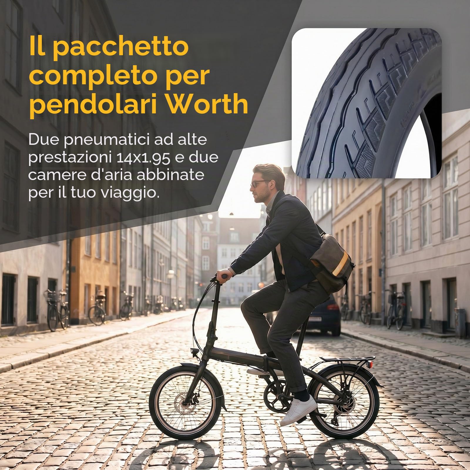 2pcs 14x1.95 Pneumatico per Bici Elettrica | 14 1.95 Pneumatici Resistenti Alle Forature con Camera D'aria | Antiscivolo per Bici Pieghevole