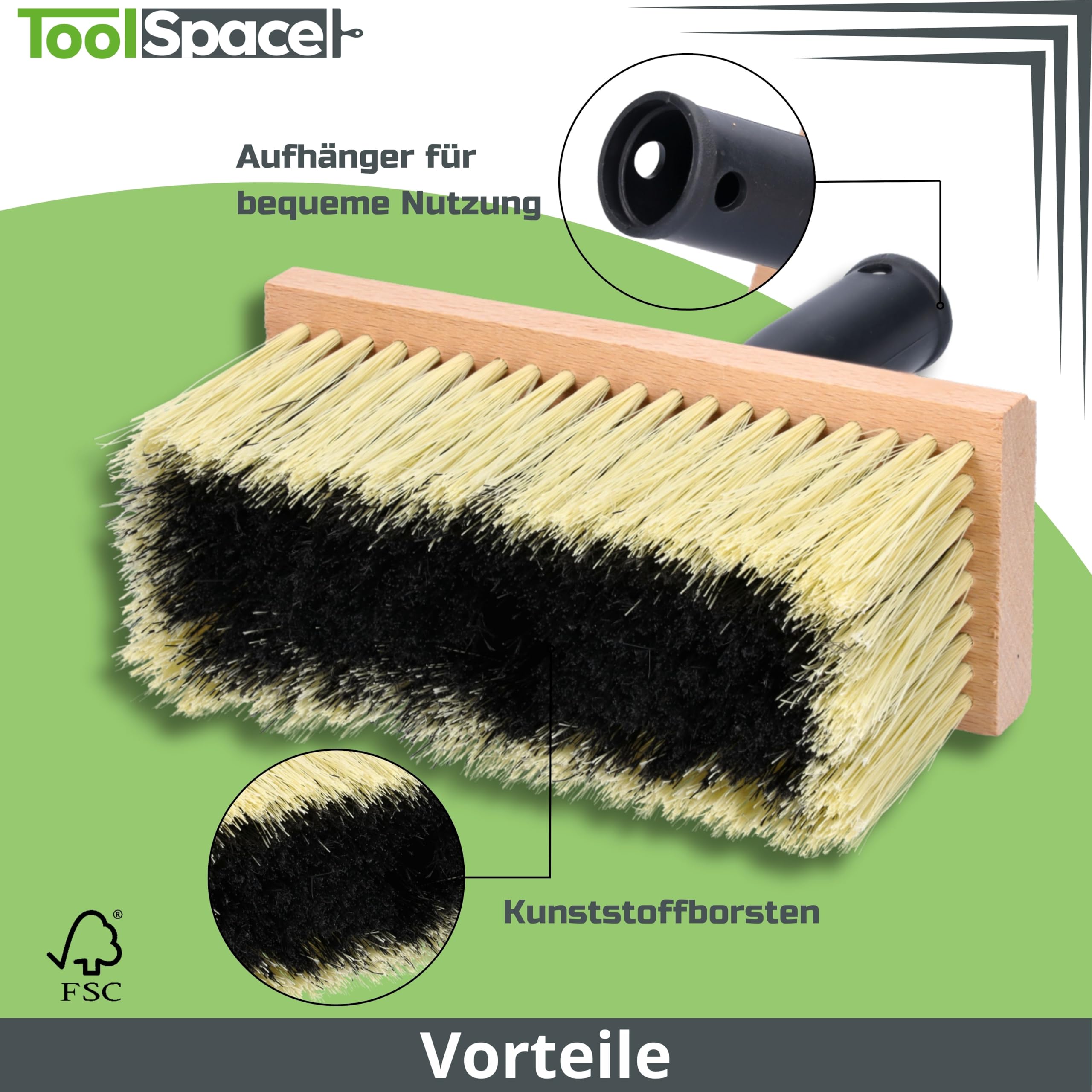 ToolSpace Pędzel Chlapak 170 mm - Nakrapiacz murarski - Do zacierania tynków, mas, lepików, do gruntowania - Polipropylenowe włosie, Erognomiczna, drewniana rączka - Solidna konstrukcja, Mocne włosie