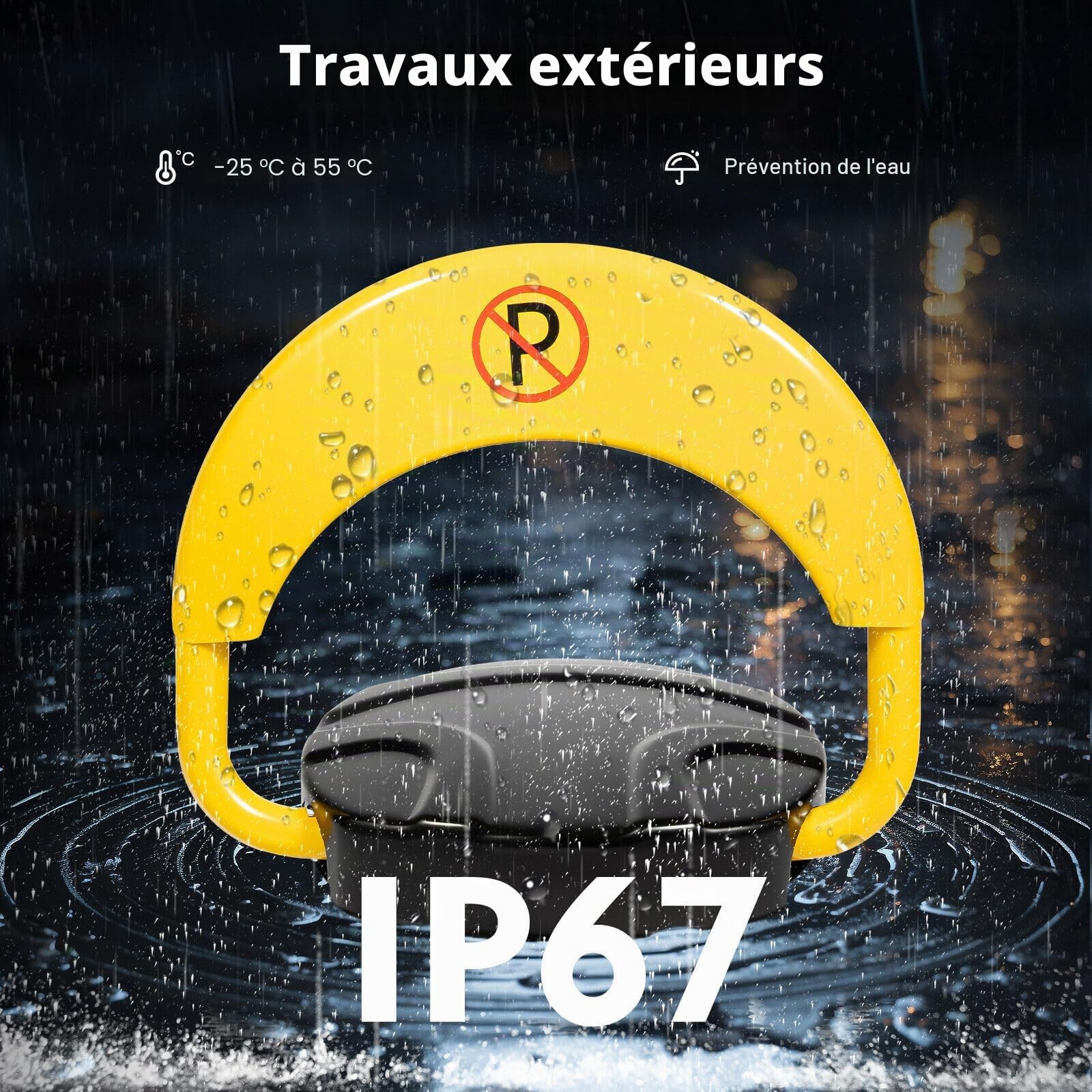 Barrière de parking électrique avec 2 télécommandes, panneau d'avertissement pliable, IP67, bras pivotant à 180°, barrière de parking privé