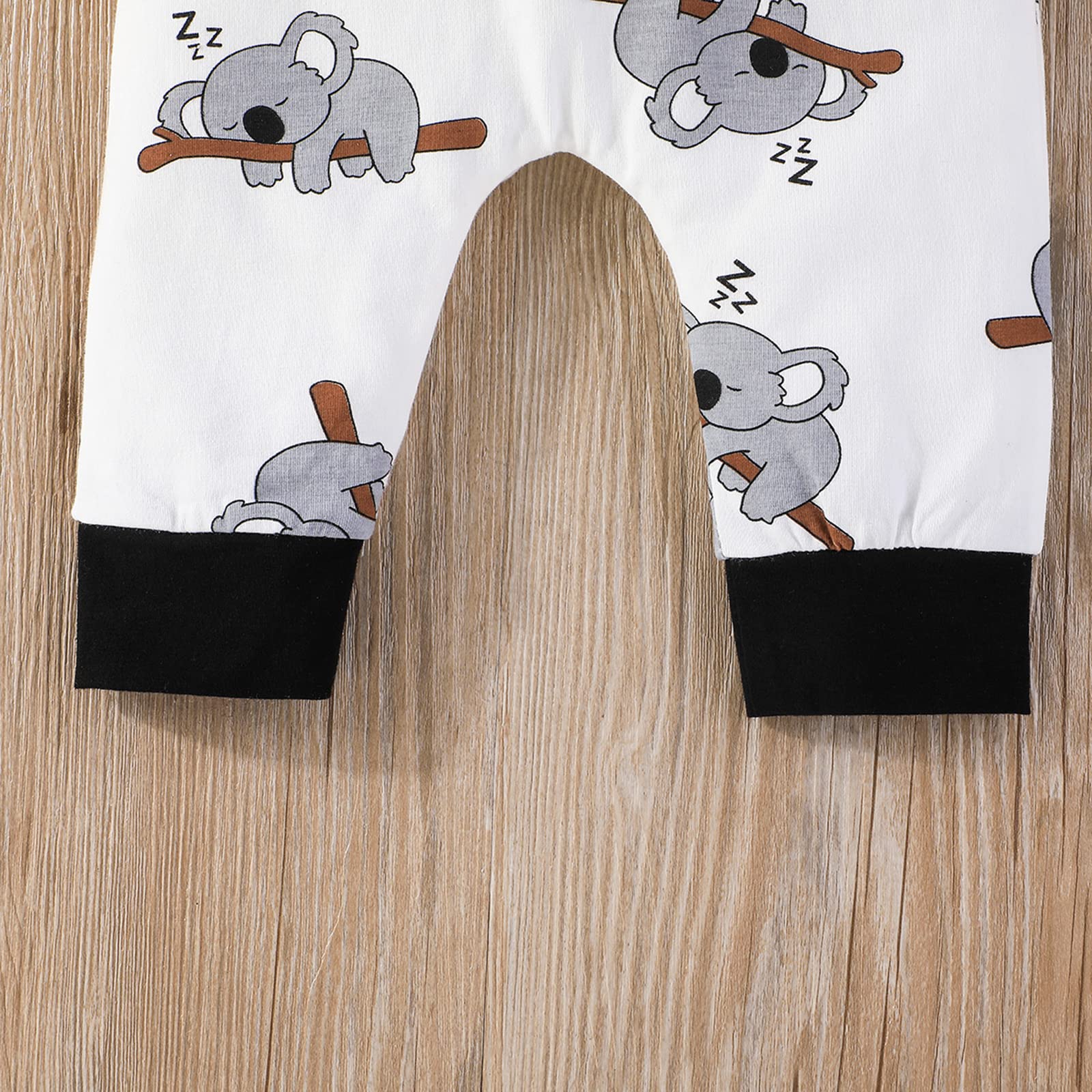 Geagodelia - Ropa de bebé recién nacido para niña con estampado de Koala Bear mameluco de manga larga y pantalón + gorro de 3 piezas, traje de primavera otoño