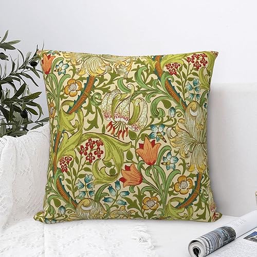 William - Fundas de almohada de 18 x 18 pulgadas, diseño floral de lirio dorado con estampado floral de 18 x 18 pulgadas, almohada estética para