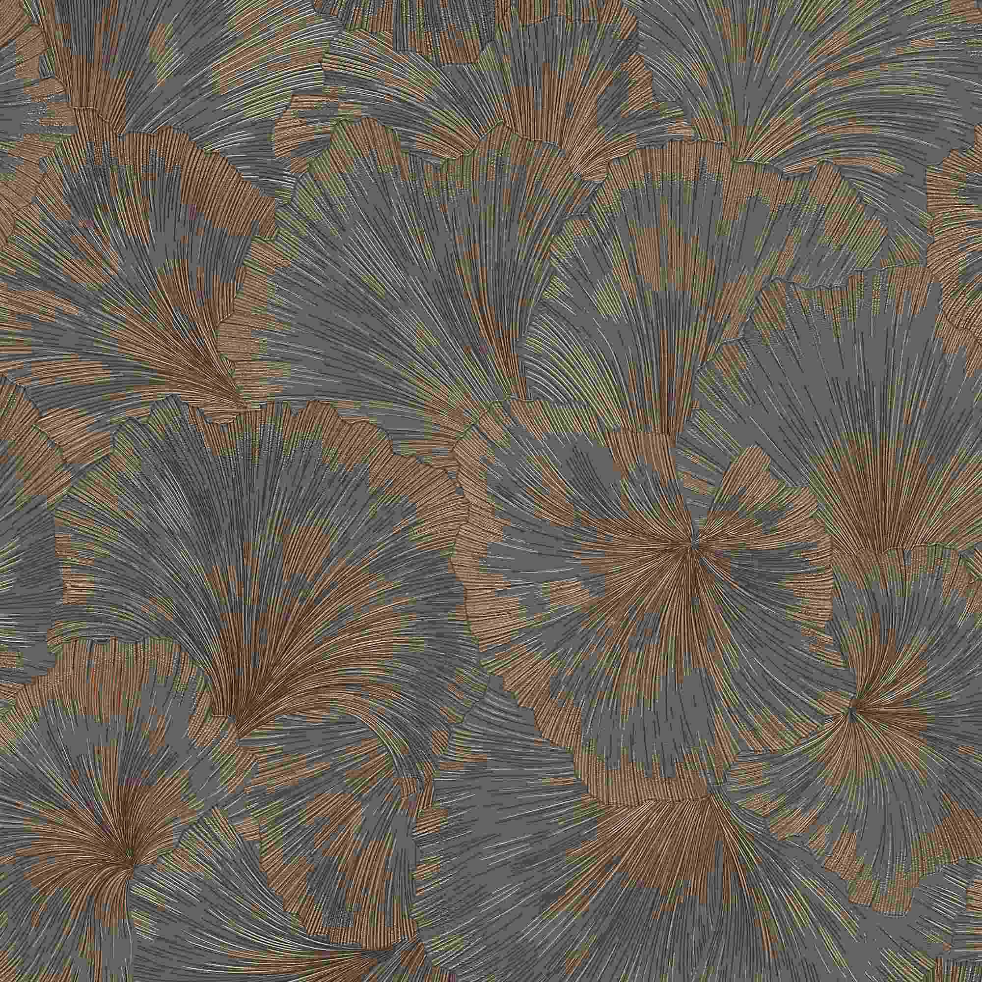 Leaf Textured Metallic Modern Vinyl Wallpaper Charcoal for Feature Walls, Bedrooms, Living RoomsErismann 10373-47