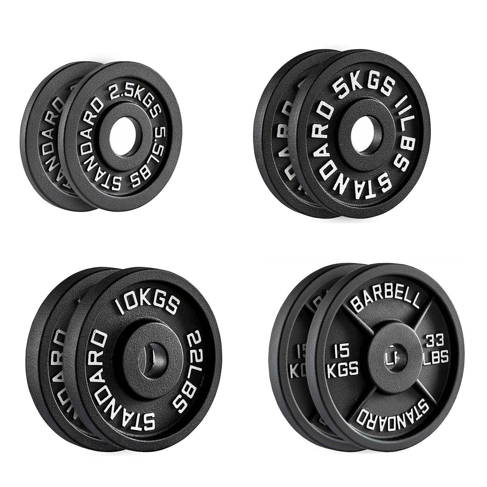 FK Sports Olympic Weight Plates, 2" Cast Iron Weights, Barbell Plates 2.5kg, 5kg, 10kg, 15kg, 20kg, 25kg, Durable Weight Plates for Home Gym & Fitness, Weight Set, Sold in Pair (65KG Set) โ image 1