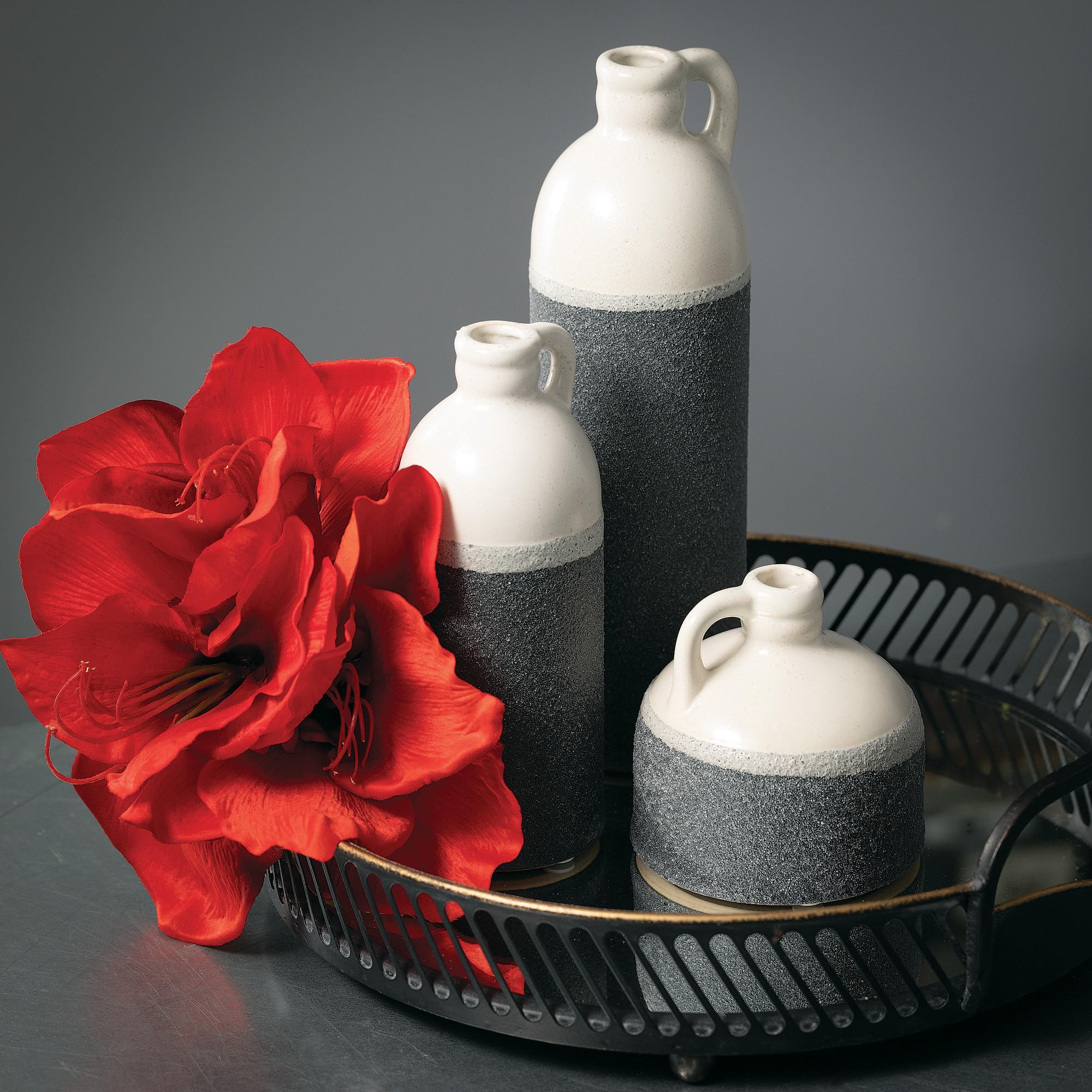 Amazon.com: Sullivans Jug Vase Set, Two Tone White and Grey