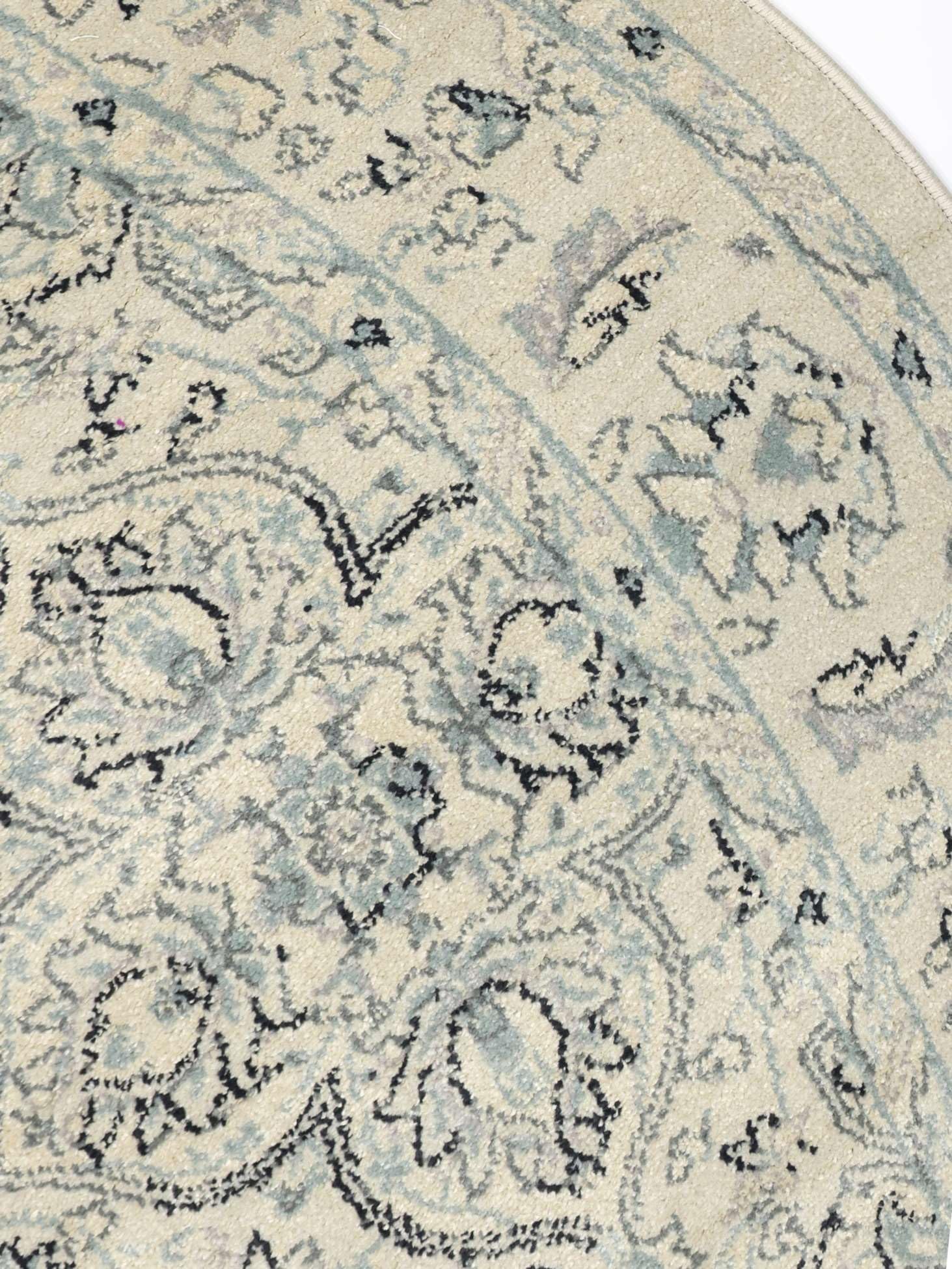 RugVista Ziegler Greenville Tapis, Ø 250 cm, Blanc crème Beige/Clair Bleu