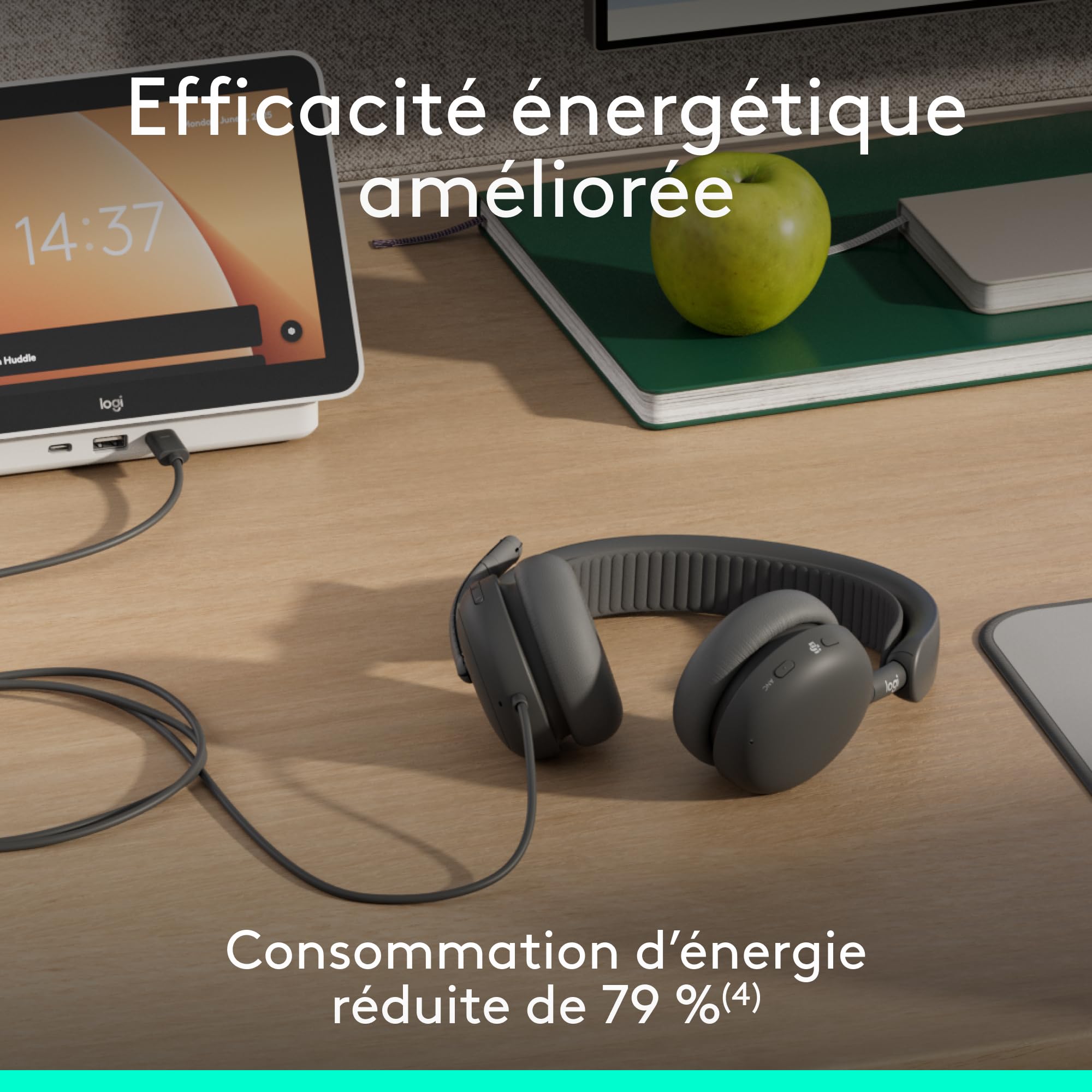 Logitech Zone Wireless 2 ES for Business - Casque sans fil anti-bruit | cancellazione del rumore con ANC ibrida adattiva, Bluetooth, USB-C e USB-A, certificazione Microsoft Teams - Grafite