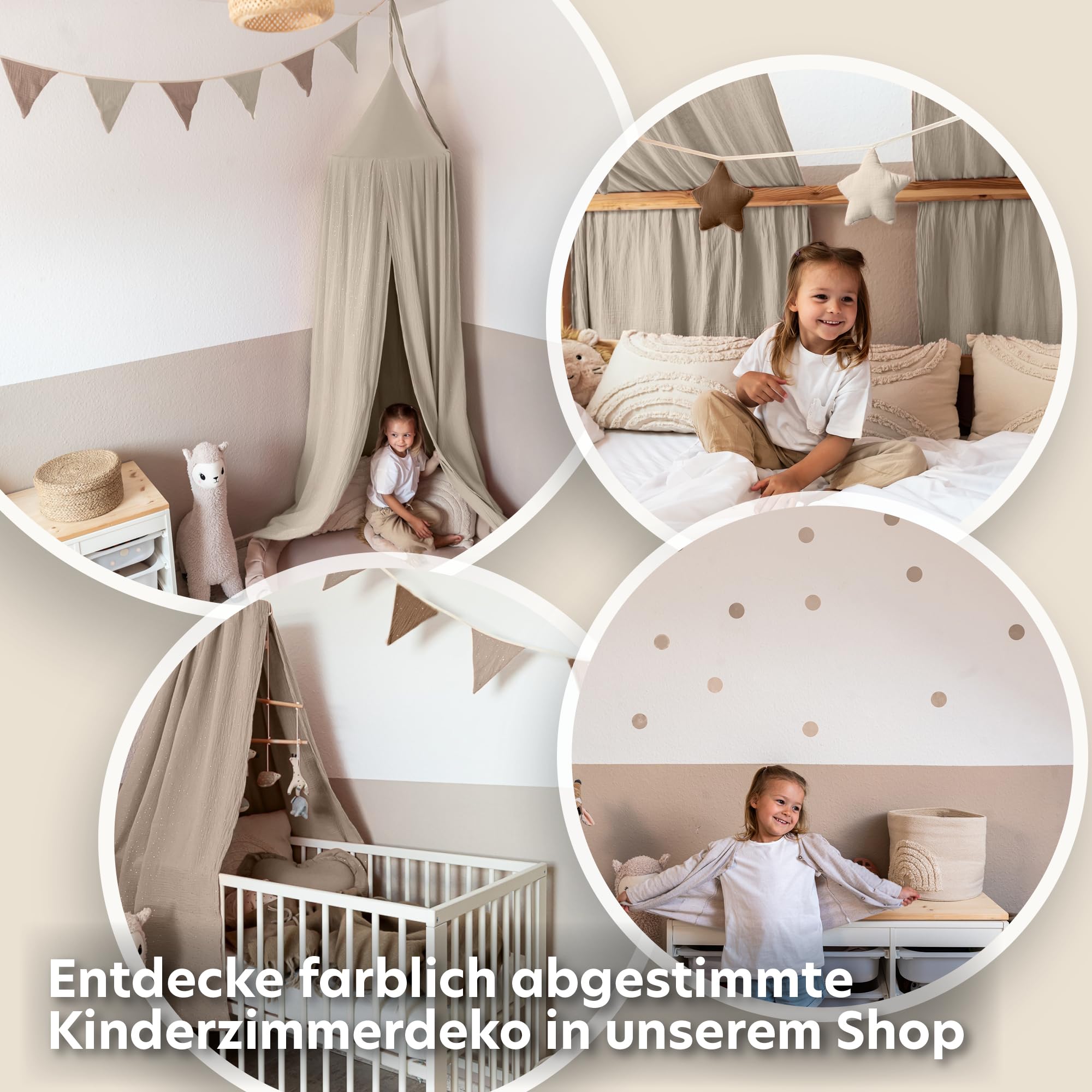 lilimaus Hausbett Himmel 100% Baumwolle Musselin Stoffhimmel für Kinderbett Deko Mädchen Jungen
