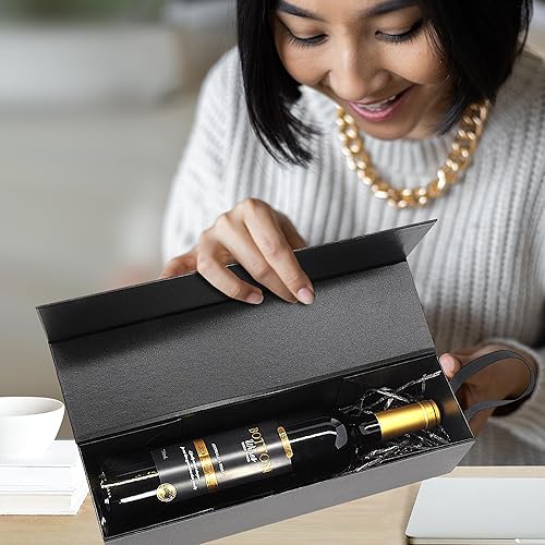 Miniatura 3 de YINGHECX Paquete de 5 cajas de regalo de vino, con asa, botella de vino plegable magnética, embalaje de regalo, licor de whisky champán para