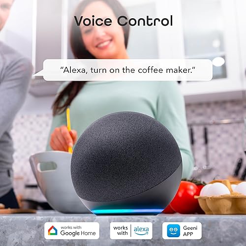 Miniatura 3 de Geeni Enchufe inteligente Wi-Fi de 4 tomas con protección contra sobretensiones, compatible con Alexa y Google Home, color blanco: 1 paquete