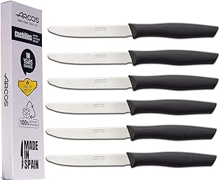 Arcos Lot de 6 couteaux à steak en acier inoxydable avec manche en nylon Passe au lave-vaisselle Emballage écologique