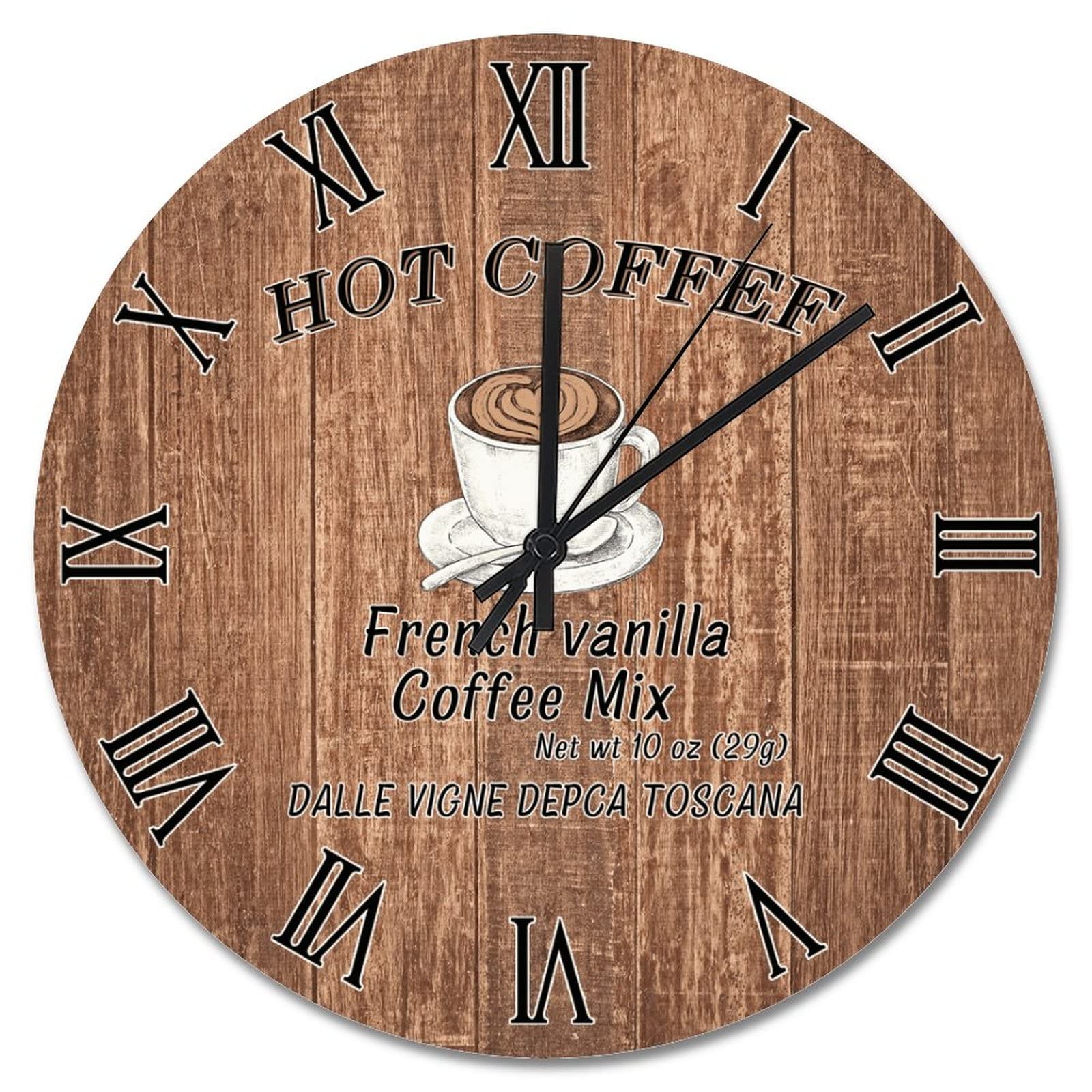 Horloge décorative silencieuse pour salon et cuisine au style rétro en bois