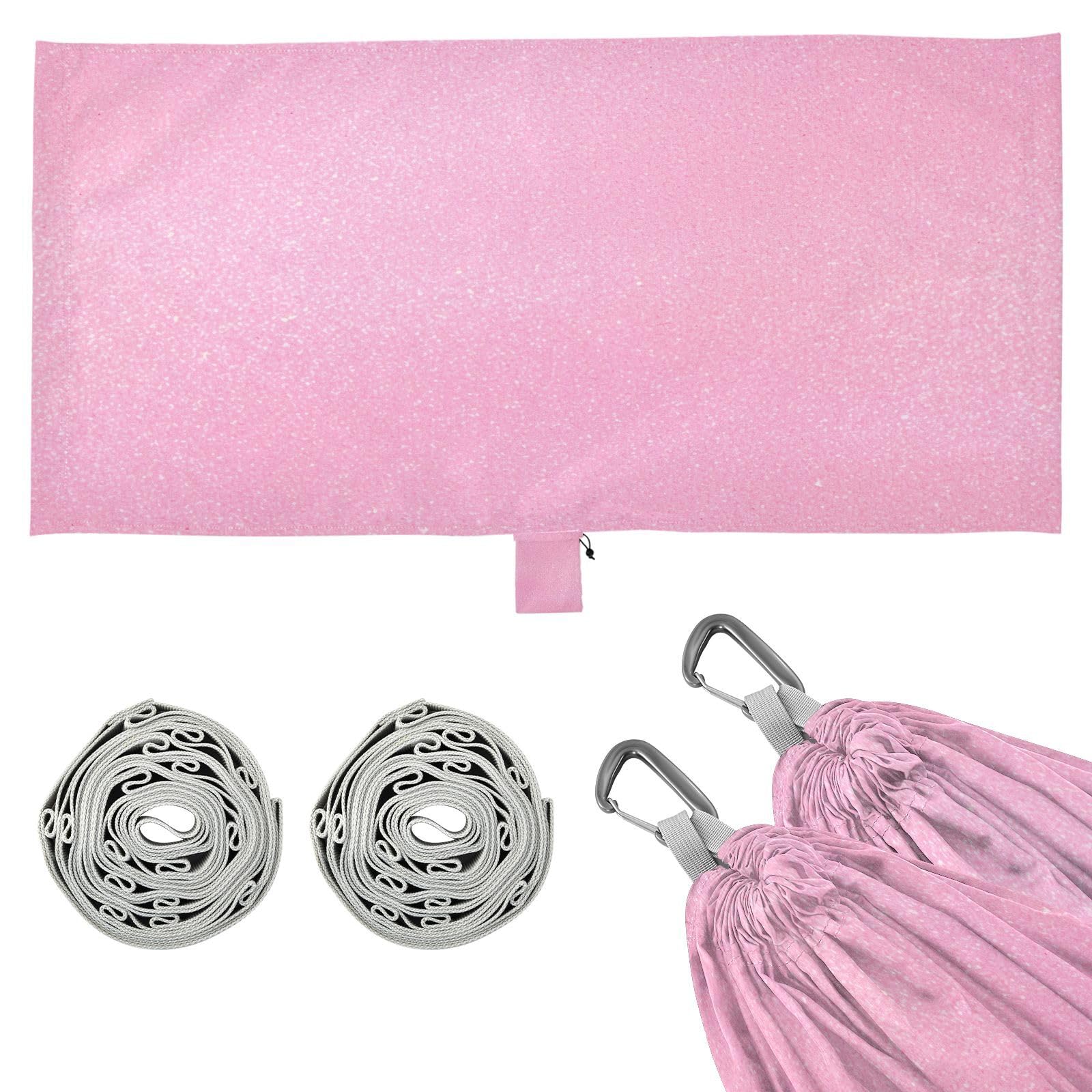 SDMKA Pink Glitter Texture Camping Hammock, 330 lbs with 2 Tree Straps, Carry Bag, Single Portable Hammock for Outdoor/Indoor, Hiking, Beach, Backpacking, Travel