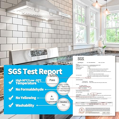 Miniatura 4 de Art3d Protector contra salpicaduras para despegar y pegar, paquete de 10 azulejos gruesos para metro, azulejos de cerámica sintética para cocina,
