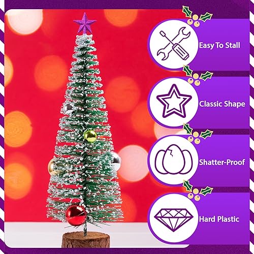 Miniatura 10 de Mini adorno de árbol de Navidad con purpurina de 236 pulgadas mini estrella de Navidad para árbol de Navidad decoración del hogar plata plateada