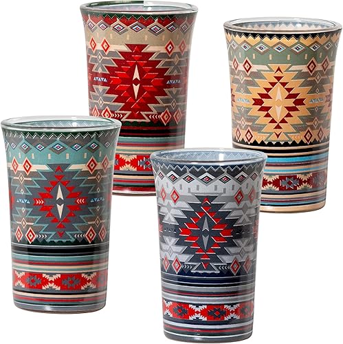 Miniatura 8 de Juego de 4 vasos de chupito transparentes con base pesada del suroeste y aptos para lavavajillas para licores, whisky, tequila, vodka, fiesta y