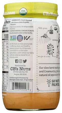 CB's Nuts Organic Creamunchy Peanut Butter, 16 oz