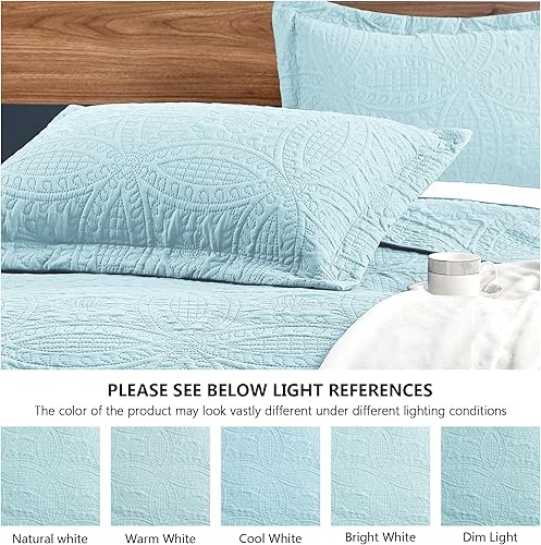 Miniatura 5 de Love's cabin - Juego de cubrecama de tamaño individual, azul spa, para verano, de microfibra ligera, patrón moderno de moneda, para todas las