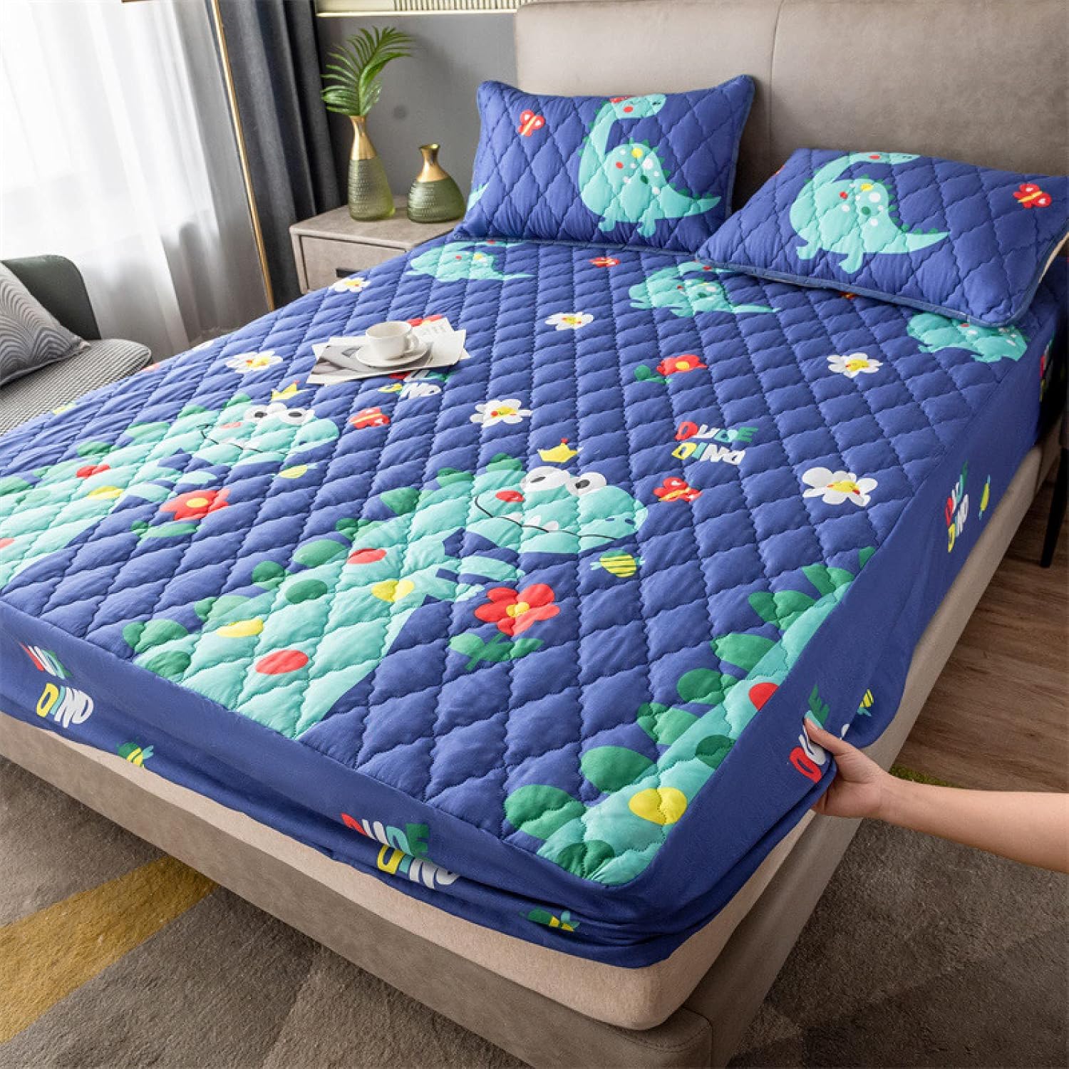 Amazon｜シングルマットレスプロテクター、ソフト、キルティング、防水シーツ、耐久性のある弾性エッジ付き、エクストラディープサイズベッド用